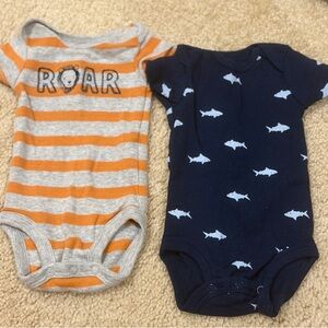 Carter's Gray and Orange Striped Roar Bodysuit Set